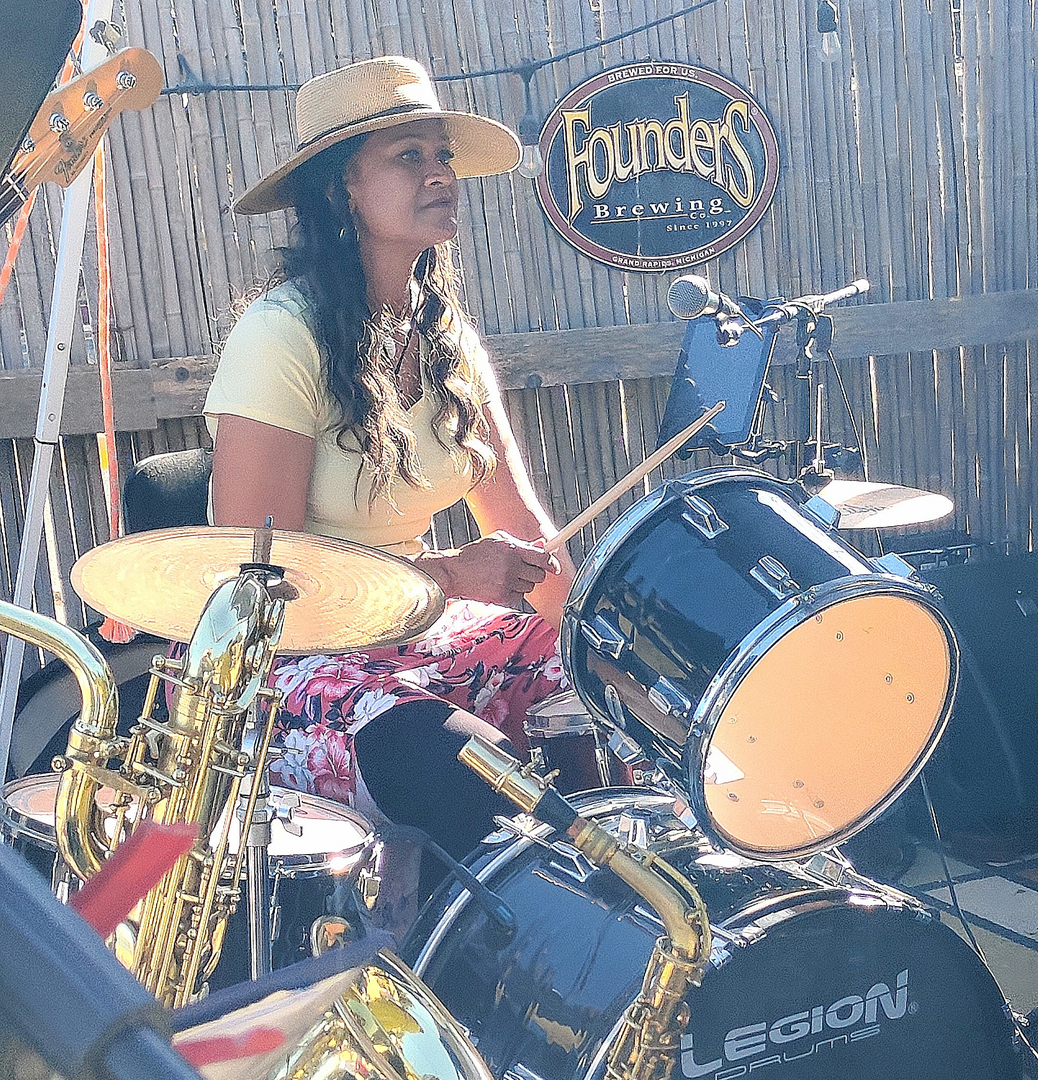 Lead vocalist performing outdoors