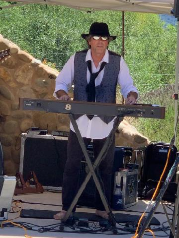 Female performer at microphone